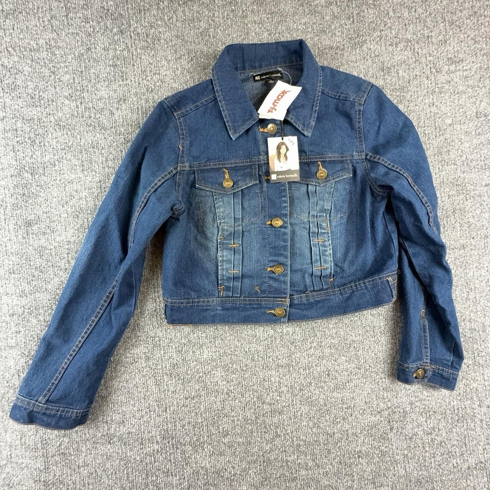 Valerie Bertinelli Jacket Womens Small Blue Denim Button Front Stretch Cropped